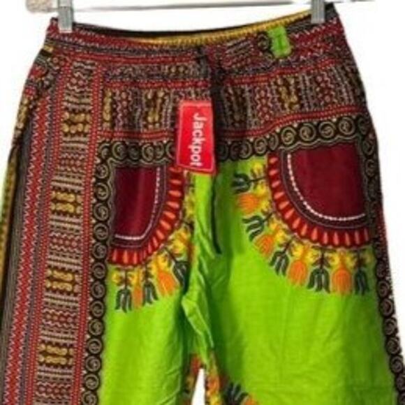 Jackpot Pants Womens Size S High Rise Boho Pull On Wide Leg Cotton Colorful NWT - Picture 3 of 9
